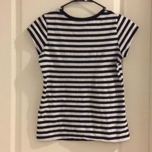 Short sleeve shirt with black and white stripes
